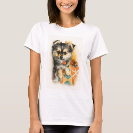 Watercolor Pomchi Puppy T-Shirt Tシャツ