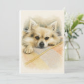 Watercolor Pomeranian Chihuahua Dog Portrait  サンキューカード (スタンド正面)