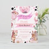 Watercolor Pony Rodeo Polka Dots Birthday 招待状 (スタンド正面)