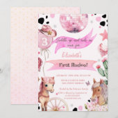 Watercolor Pony Rodeo Polka Dots Birthday 招待状 (正面/裏面)