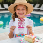 Watercolor Pool Party Besties Invitation 招待状