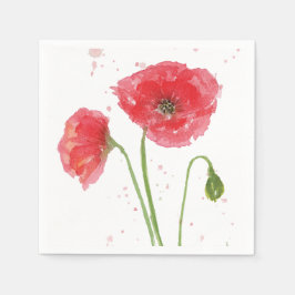 Watercolor Poppies スタンダードカクテルナプキン
