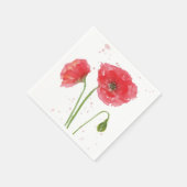 Watercolor Poppies スタンダードカクテルナプキン (角)