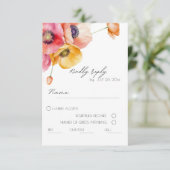  Watercolor Poppies Floral  Wedding RSVP Card (スタンド正面)