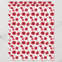 Watercolor Poppies Scrapbook Paper