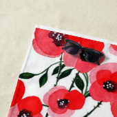 Watercolor poppy flowers botanical ビーチタオル (インサイチュ)