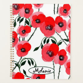 Watercolor poppy flowers botanical プランナー手帳