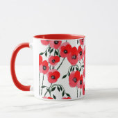Watercolor poppy flowers botanical マグカップ (左)