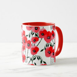Watercolor poppy flowers botanical マグカップ