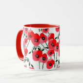 Watercolor poppy flowers botanical マグカップ (正面左)