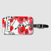 Watercolor poppy flowers botanical ラゲッジタグ (正面横)