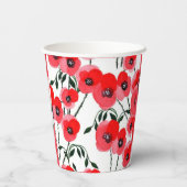 Watercolor poppy flowers botanical 紙コップ (裏面)