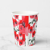 Watercolor poppy flowers botanical 紙コップ (右)