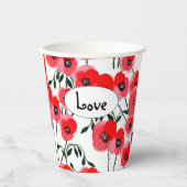 Watercolor poppy flowers botanical 紙コップ (正面)