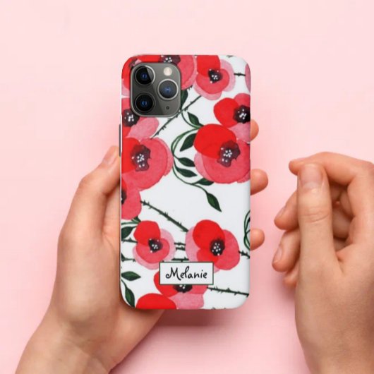 Watercolor poppy flowers botanical Case-Mate iPhoneケース