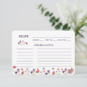 Watercolor Poppy & Lavender Bridal Shower Recipe エンクロージャーカード (スタンド正面)