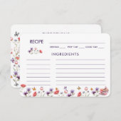 Watercolor Poppy & Lavender Bridal Shower Recipe エンクロージャーカード (正面/裏面)