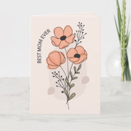 Watercolor Poppy Mother's Day Greeting Card カード