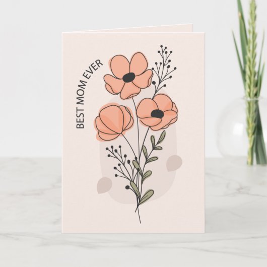 Watercolor Poppy Mother's Day Greeting Card カード (正面)