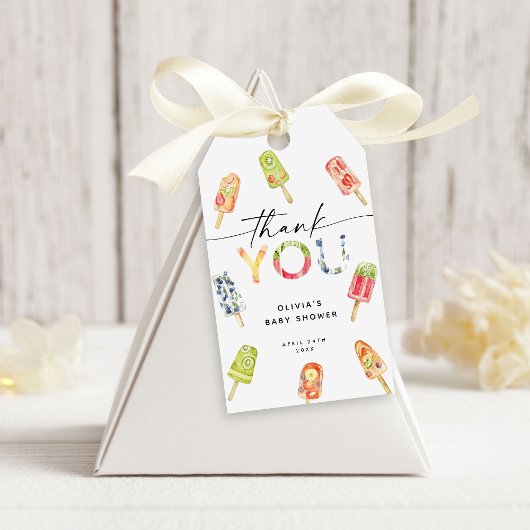 Watercolor Popsicle Ready to Pop Baby Shower ギフトタグ