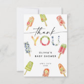 Watercolor Popsicle Ready to Pop Baby Shower サンキューカード (正面)