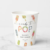 Watercolor Popsicle Ready to Pop Baby Shower 紙コップ (裏面)