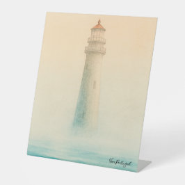 Watercolor Portuguese Lighthouse Pedestal Sign – C 台座サイン