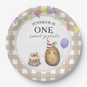 Watercolor Potato 1st birthday ペーパープレート (正面)