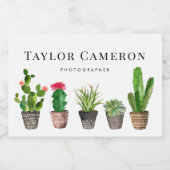 Watercolor Potted Cactus and Succulents Business フードラベル (シングルラベル)