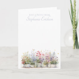 Watercolor Potted Flowers Personalized Stationery ノートカード