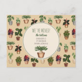 Watercolor Potted Plants We've Moved New Home シーズンポストカード (正面)