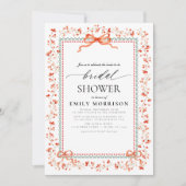 Watercolor Preppy Bow Christmas Bridal Shower 招待状 (正面)