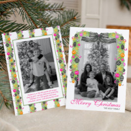 Watercolor Preppy Bright Christmas Garland Photo シーズンカード