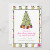 Watercolor Preppy Bright Christmas Garland Photo シーズンカード (裏面)