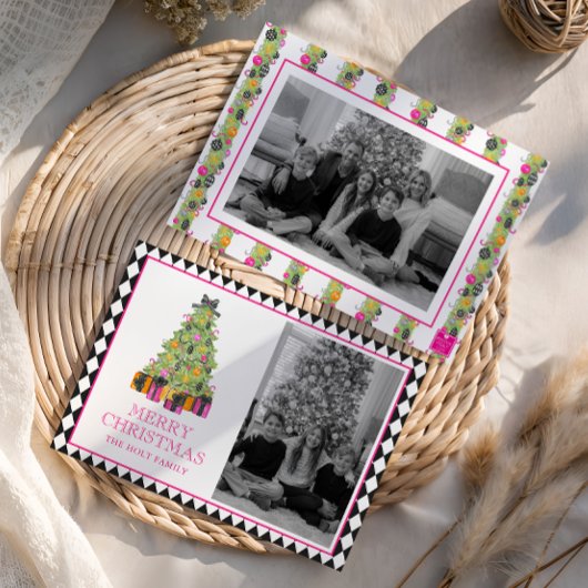 Watercolor Preppy Bright Christmas Photo シーズンカード