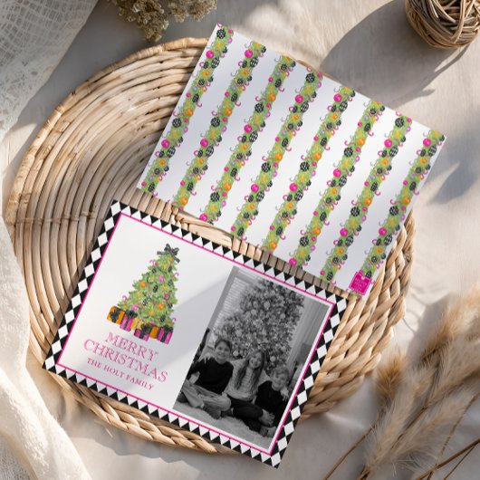 Watercolor Preppy Bright Christmas Photo シーズンカード