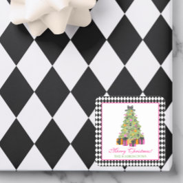 Watercolor Preppy Bright Glamour Christmas Party スクエアシール