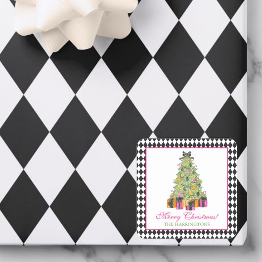 Watercolor Preppy Bright Glamour Christmas Party スクエアシール