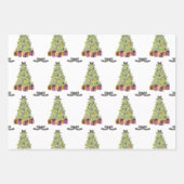 Watercolor Preppy Bright Glamour Christmas Trees ラッピングペーパーシート (正面3)