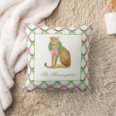 Watercolor Preppy Leopard Christmas クッション (ブランケット)