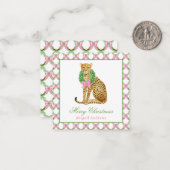 Watercolor Preppy Leopard Christmas ノートカード (正面/裏面インサイチュ)