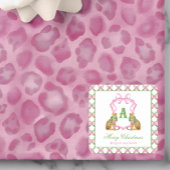 Watercolor Preppy Leopard Christmas Monogram Crest スクエアシール