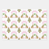 Watercolor Preppy Leopard Christmas Monogram Crest ラッピングペーパーシート (正面2)