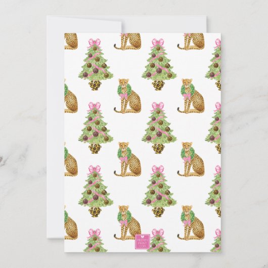 Watercolor Preppy Leopard Christmas Party 招待状 (裏面)