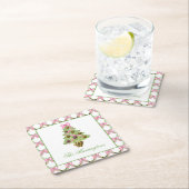 Watercolor Preppy Leopard Christmas Tree スクエアペーパーコースター (インサイチュ)