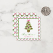 Watercolor Preppy Leopard Christmas Tree ノートカード (正面/裏面インサイチュ)