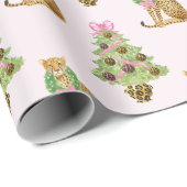 Watercolor Preppy Leopard Christmas Tree ラッピングペーパー (ロールコーナー)