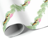 Watercolor Preppy Leopard Garland Christmas ラッピングペーパー (ロールコーナー)