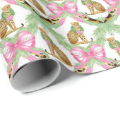 Watercolor Preppy Leopard Garland Christmas ラッピングペーパー (ロールコーナー)