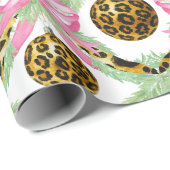 Watercolor Preppy Leopard Garland Christmas ラッピングペーパー (ロールコーナー)